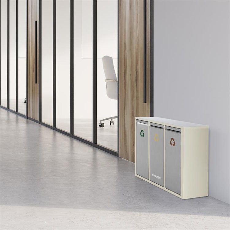 Poubelle écologique triple tri sélectif & recyclage 45L (3x 15L) beige