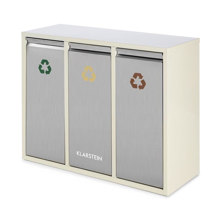 Poubelle écologique triple tri sélectif & recyclage 45L (3x 15L) beige