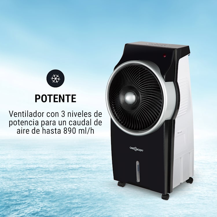 Kingcool Climatizador evaporativo, ventilador, ionizador y humidificador de aire 4 en 1 Negro Negro