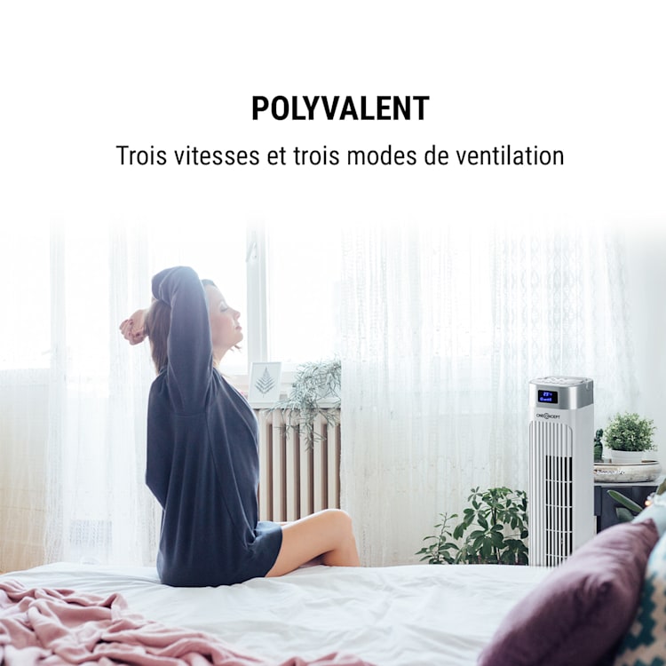 Hightower 2G ventilateur colonne sur pied 42 W minuterie blanc