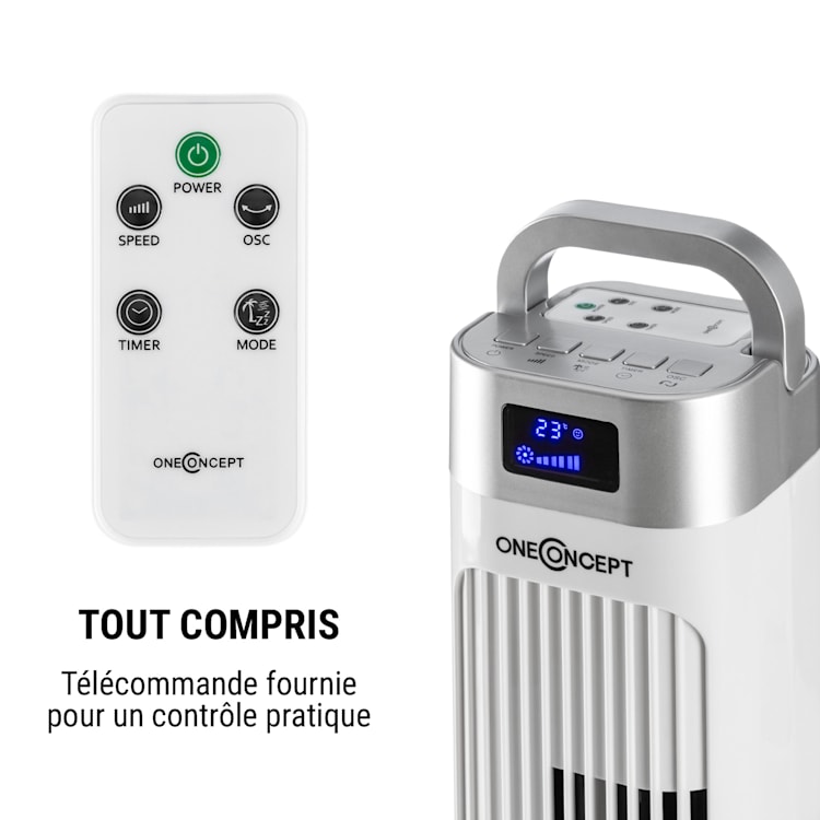 Hightower 2G ventilateur colonne sur pied 42 W minuterie blanc
