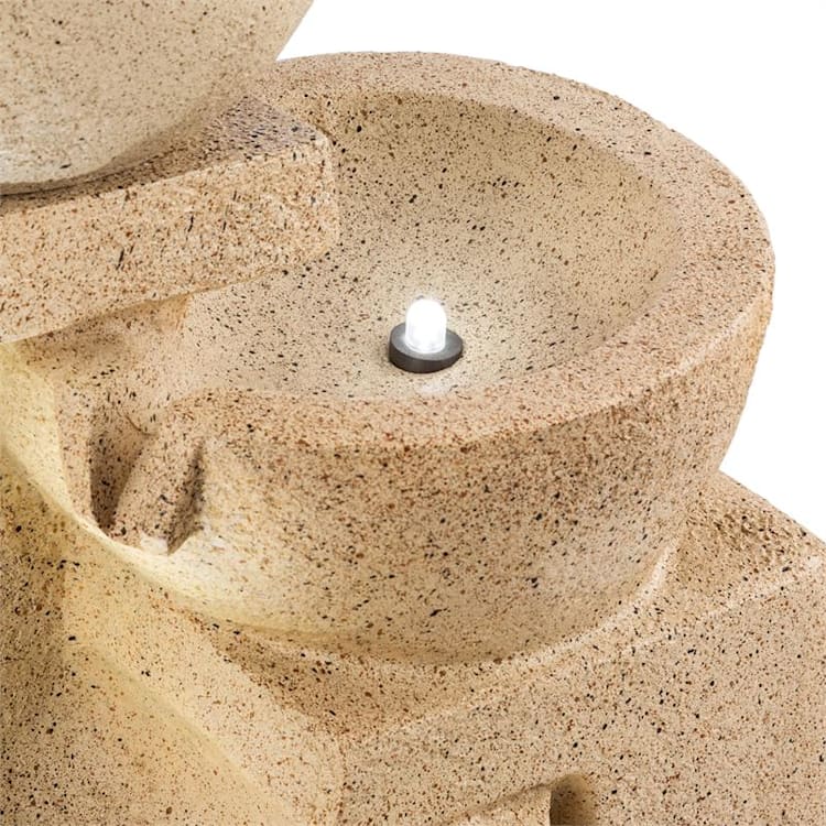 Korinth Zierbrunnen Gartenbrunnen 3W Solar LED Sandsteinoptik