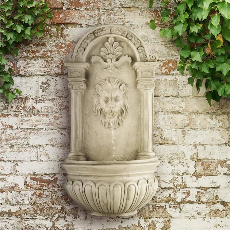 Löwenstein Wall Fountain Garden Fountain Solar 2W LED Polyresin Stone Look