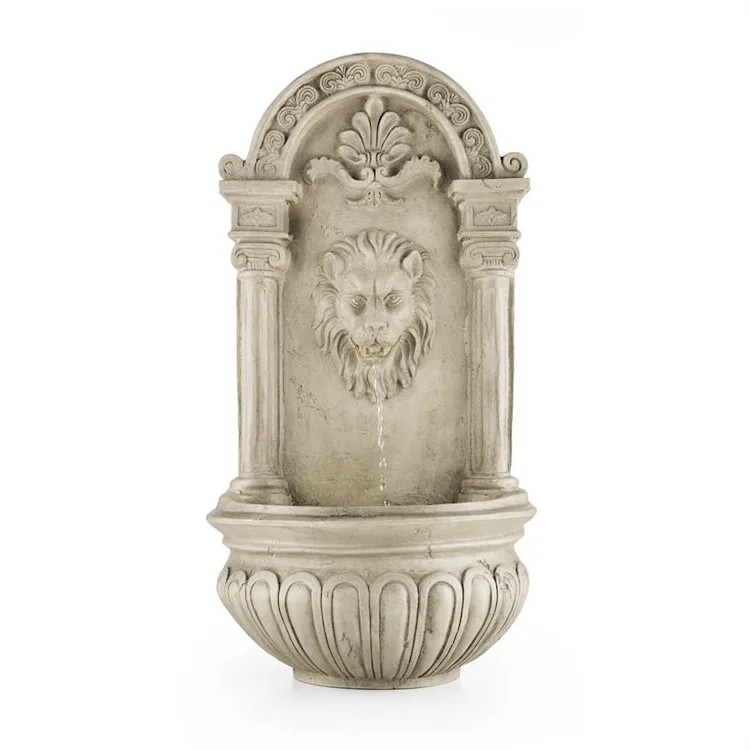 Löwenstein Wall Fountain Garden Fountain Solar 2W LED Polyresin Stone Look