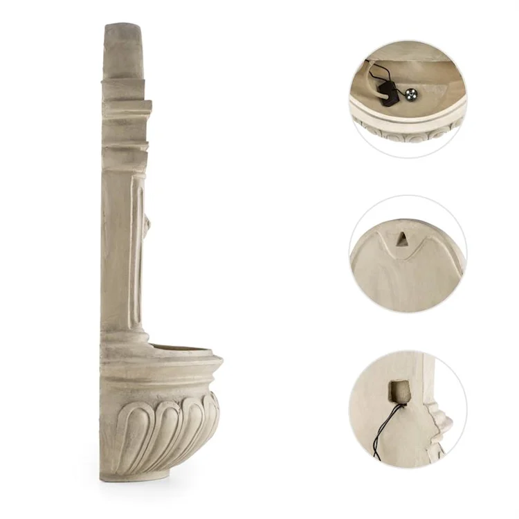 Löwenstein Wall Fountain Garden Fountain Solar 2W LED Polyresin Stone Look