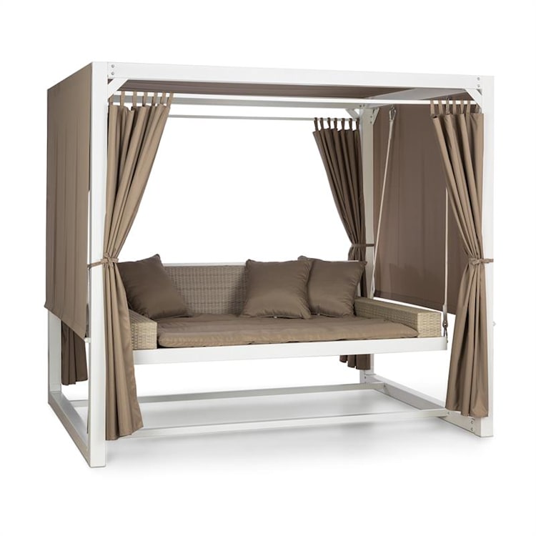 Eremitage luxe hollywoodschommel 236 x 210 x 180 cm zonnedak gordijnen Wit / donker taupe