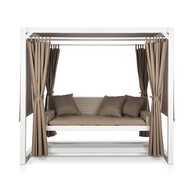 Eremitage luxe hollywoodschommel 236 x 210 x 180 cm zonnedak gordijnen Wit / donker taupe