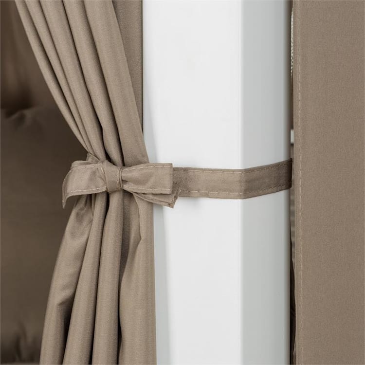 Eremitage luxe hollywoodschommel 236 x 210 x 180 cm zonnedak gordijnen Wit / donker taupe