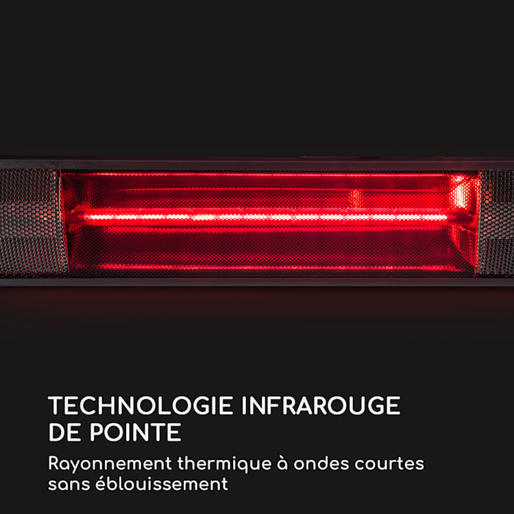 Nitro radiateur infrarouge de terrasse tubes dorés 1500 W IP55 noir