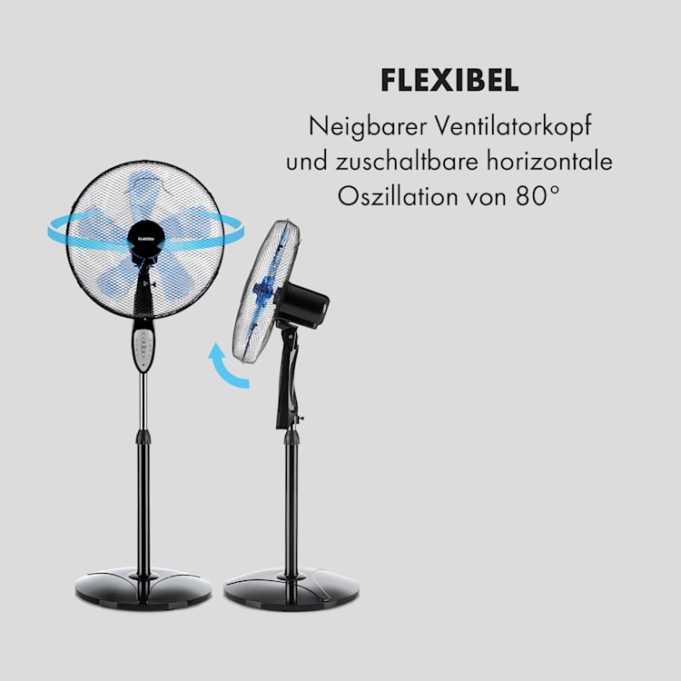 Summerjam Standventilator Standlüfter Ventilator | Ø 41 cm | 50 W | 3 Geschwindigkeiten | 4150 m³/h | Oszillation Timer Fernbedienung höhenverstellbar Schwarz