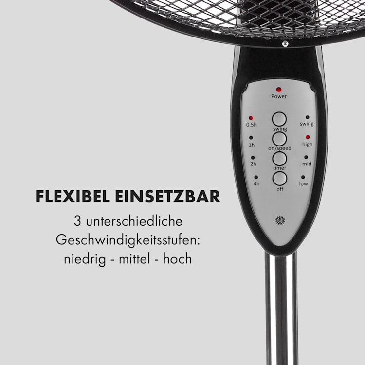 Summerjam Standventilator Standlüfter Ventilator | Ø 41 cm | 50 W | 3 Geschwindigkeiten | 4150 m³/h | Oszillation Timer Fernbedienung höhenverstellbar Schwarz