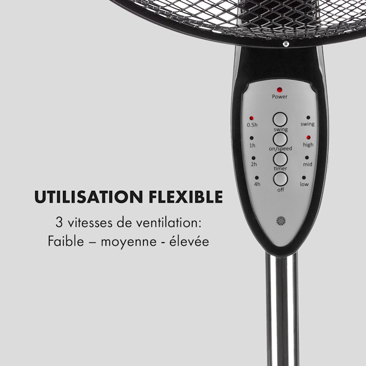 Summerjam ventilateur sur pied 41 cm 50 W 3 vitesses - noir Noir