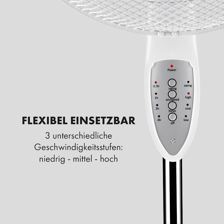 Summerjam Standventilator Standlüfter Ventilator | Ø 41 cm | 50 W | 3 Geschwindigkeiten | 4150 m³/h | Oszillation Timer Fernbedienung höhenverstellbar Weiß