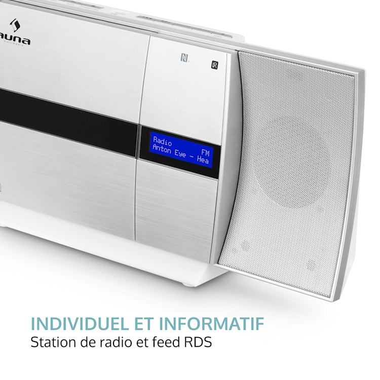 V-20 DAB Chaîne stéréo verticale Bluetooth NFC CD MP3 USB DAB+ & Tuner FM Argent