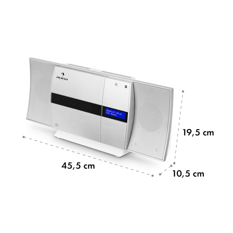 V-20 DAB Chaîne stéréo verticale Bluetooth NFC CD MP3 USB DAB+ & Tuner FM Argent