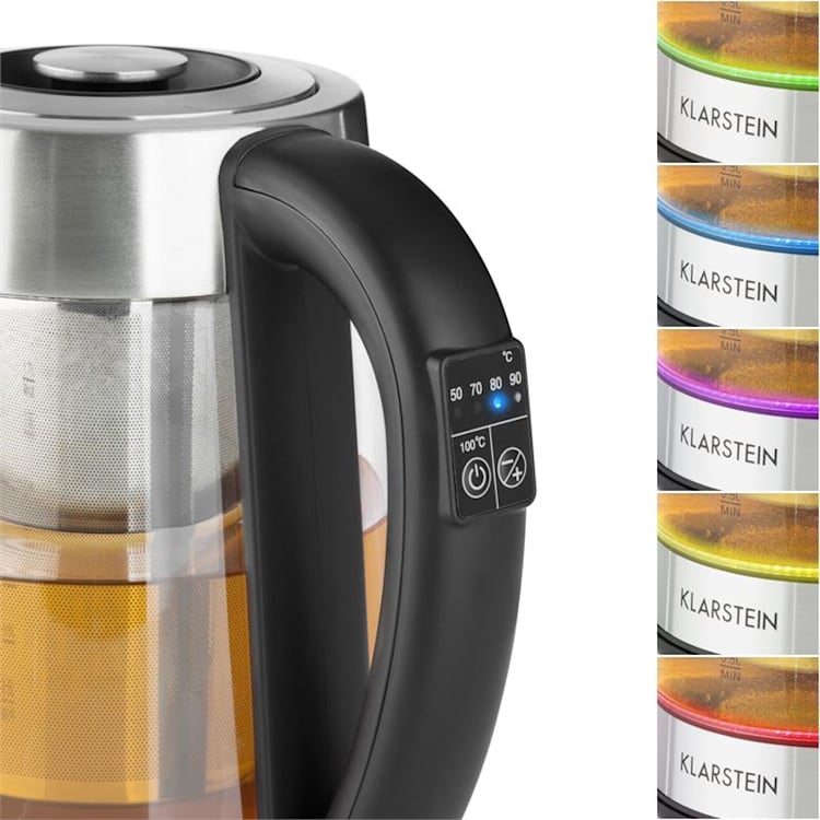Ostfriese Bollitore 2-in-1 Teiera 1,7L 2200Wl LED Acciaio Inox Vetro