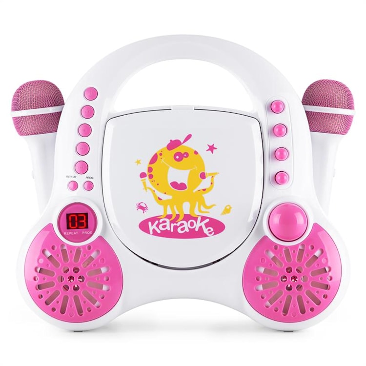 Rockpocket-A PK karaokesysteem CD AUX 2x microfoon accu - wit Wit