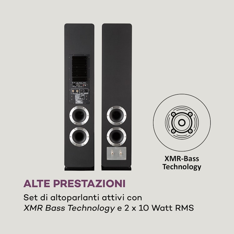 Line 700 A Set di Altoparlanti da Pavimento Attivi 240 W RMS BT in nero