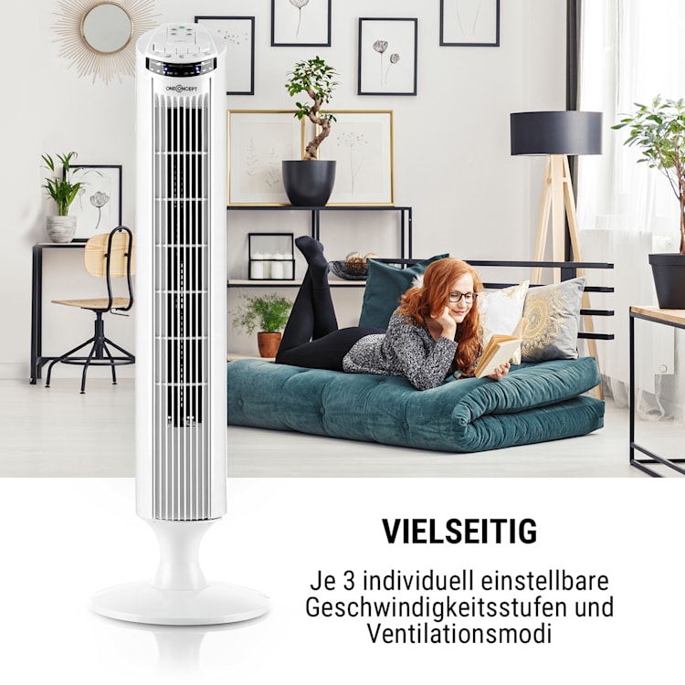 Blitzeis Säulenventilator Standventilator 40W 45° Oszillation weiß Weiß