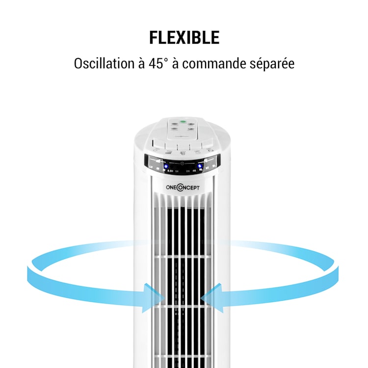Blitzeis ventilateur colonne sur pied 40 W oscillation à 45° blanc Blanc