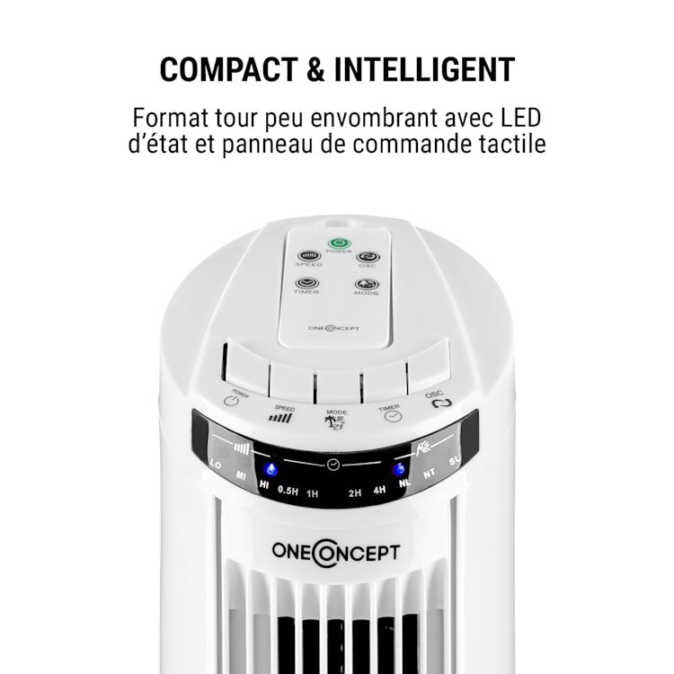Blitzeis ventilateur colonne sur pied 40 W oscillation à 45° blanc Blanc