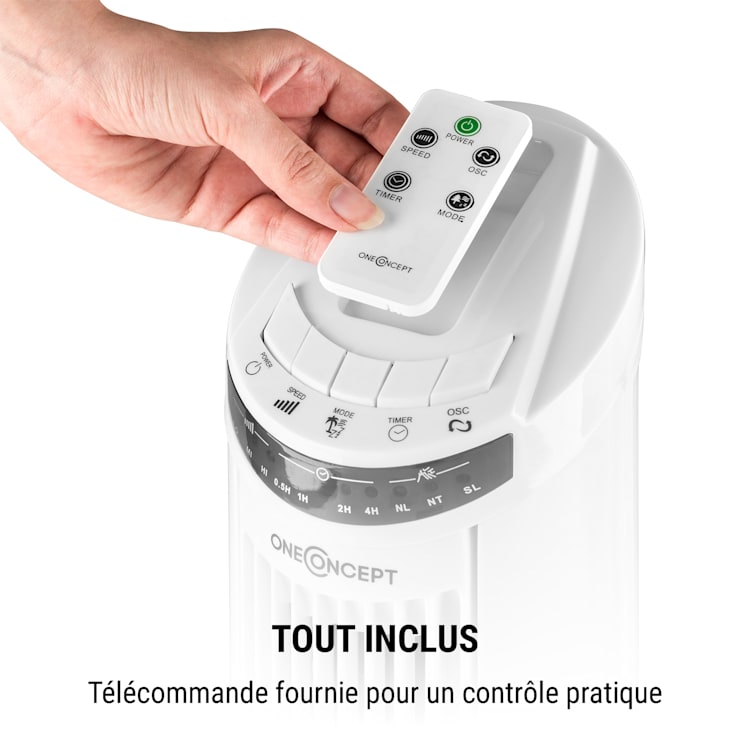 Blitzeis ventilateur colonne sur pied 40 W oscillation à 45° blanc Blanc