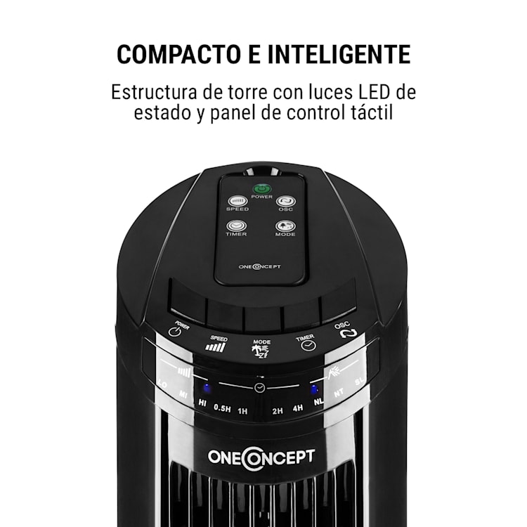 Blitzeis Ventilador de torre Ventilador vertical 40W 45° Oscilación Negro Negro