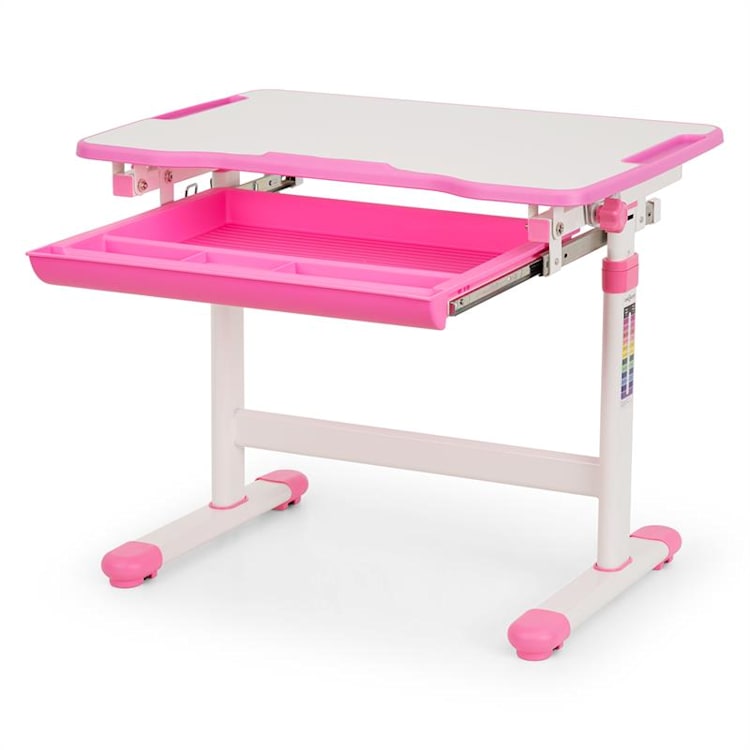 Tommi Juego de 2 uds Escritorio infantil Mesa Silla de altura regulable azul Rosa