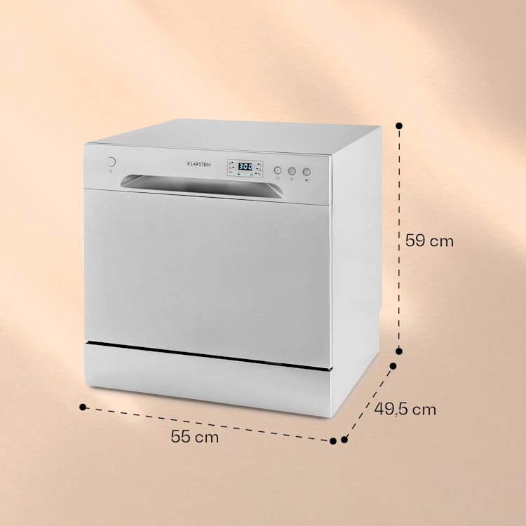 Amazonia 8 - Lavastoviglie, 1620 Watt, per 8 coperti, 49 dB, Aquastop Argento metallizzato