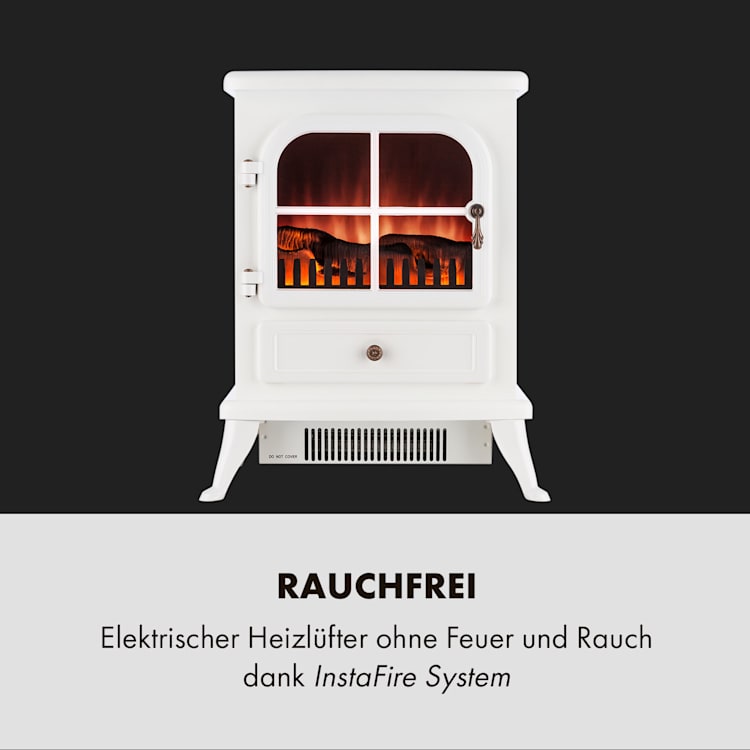 St. Moritz Elektrischer Kamin 1650W/1850W Flammenillusion rauchfrei Weiß