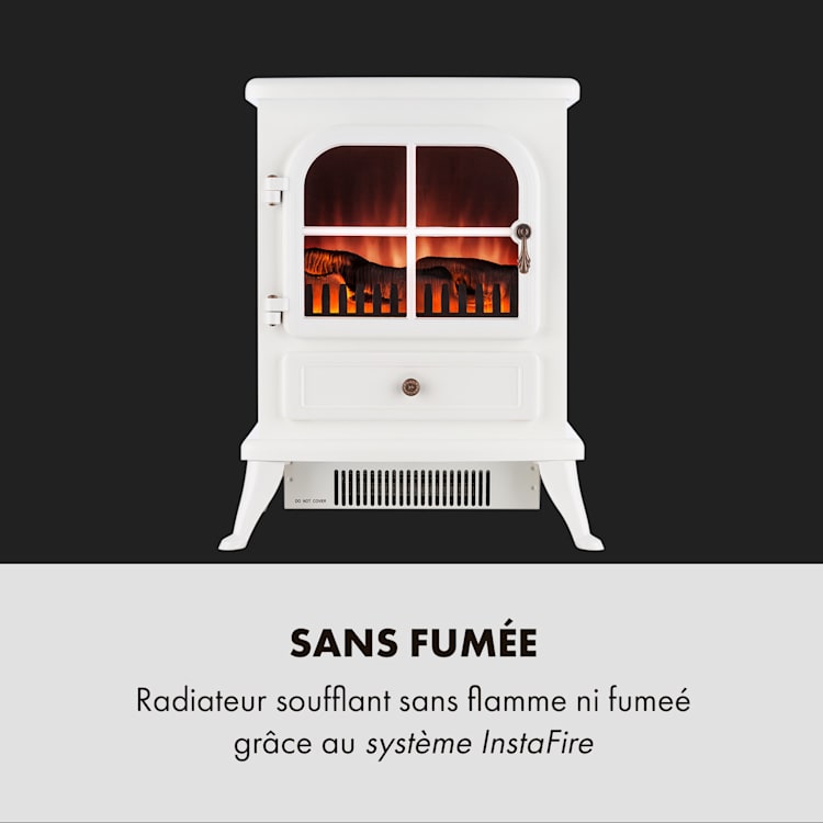 St. Moritz Cheminée électrique 1650W/1850W illusion de flammes sans fumée Blanc