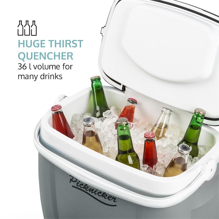 Picknicker Trolley Music Cooler, autochladnička, chladiaci box, 36 l, kufríkový, Bluetooth reproduktor, šedý Šedá