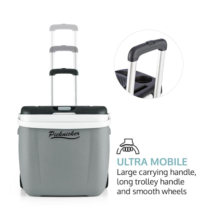 Picknicker Trolley Music Cooler, autochladnička, chladiaci box, 36 l, kufríkový, Bluetooth reproduktor, šedý Šedá
