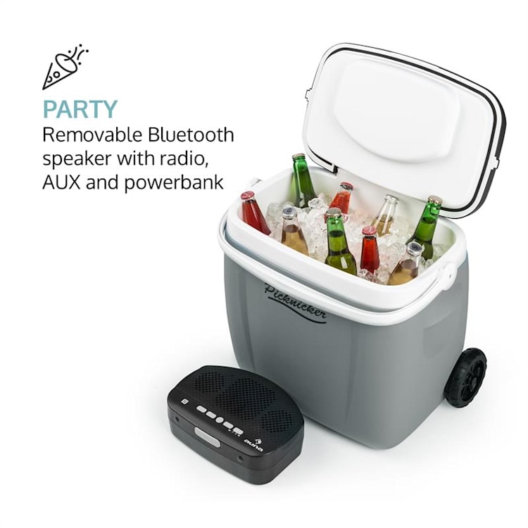 Picknicker Trolley Music Cooler, autochladnička, chladiaci box, 36 l, kufríkový, Bluetooth reproduktor, šedý Šedá