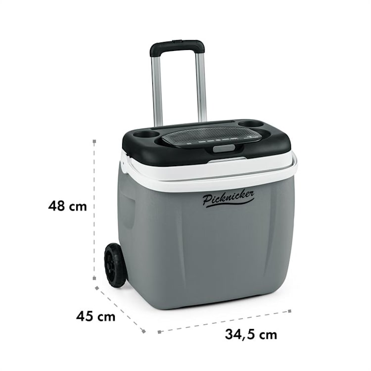 Picknicker Trolley Music Cooler, autochladnička, chladiaci box, 36 l, kufríkový, Bluetooth reproduktor, šedý Šedá