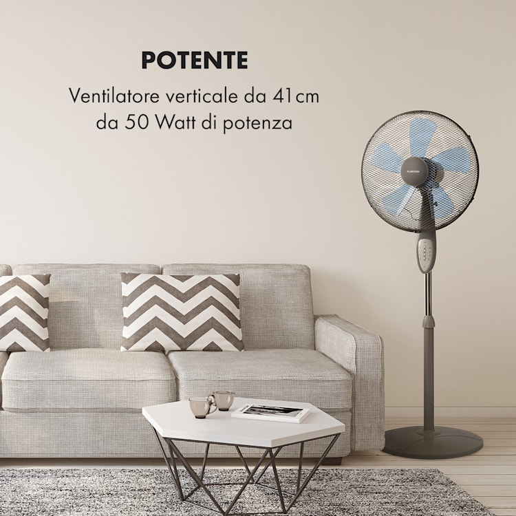 Summerjam Ventilatore a Piantana 41cm 50W 3 Livelli grigio Grigio
