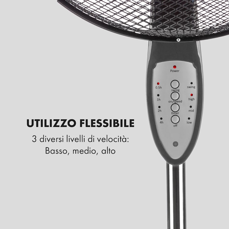 Summerjam Ventilatore a Piantana 41cm 50W 3 Livelli grigio Grigio