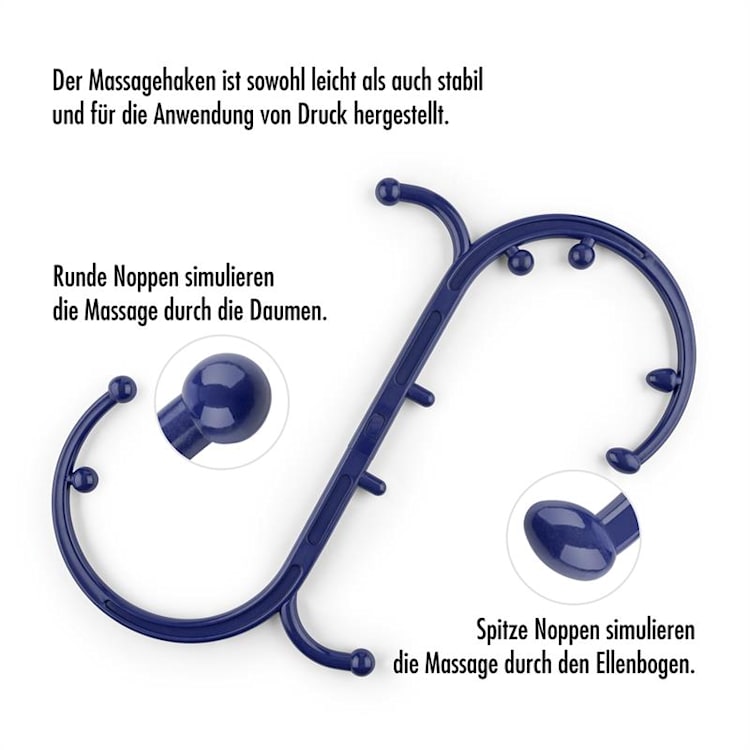 Mr Hook massagehaak triggerpoint modificeerbaar 10 massagenoppen - blauw Blauw