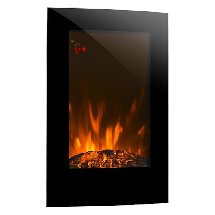 Lausanne Vertical Elektrischer Kamin 1000/2000 W Fernbedienung Dimmer Schwarz