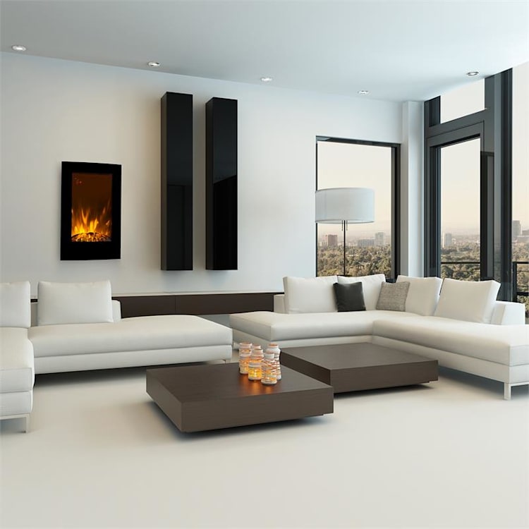 Lausanne Vertical Elektrischer Kamin 1000/2000 W Fernbedienung Dimmer Schwarz