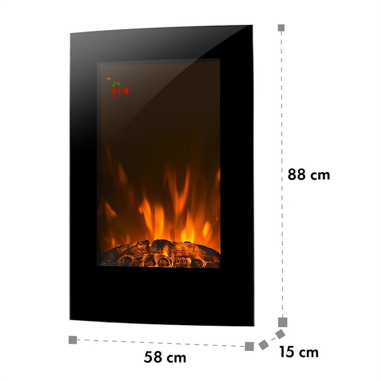 Lausanne Vertical Elektrischer Kamin 1000/2000 W Fernbedienung Dimmer Schwarz