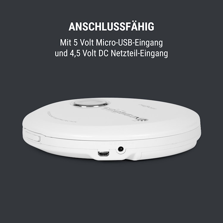 CDC 100 MP3 Discman tragbarer CD-Player CD-R/-RW/-MP3 Antishock ESP Micro-USB Weiß