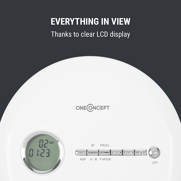 CDC 100MP3 Discman Disc-Player, LCD ASP, zosilňovač basov, 2x1,5V; biela farba Biela