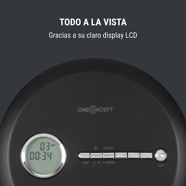 CDC 100MP3 Discman reproductor de CD, CD-R, CD-RW y MP3-CD, USB, sistema antichoque, negro Negro