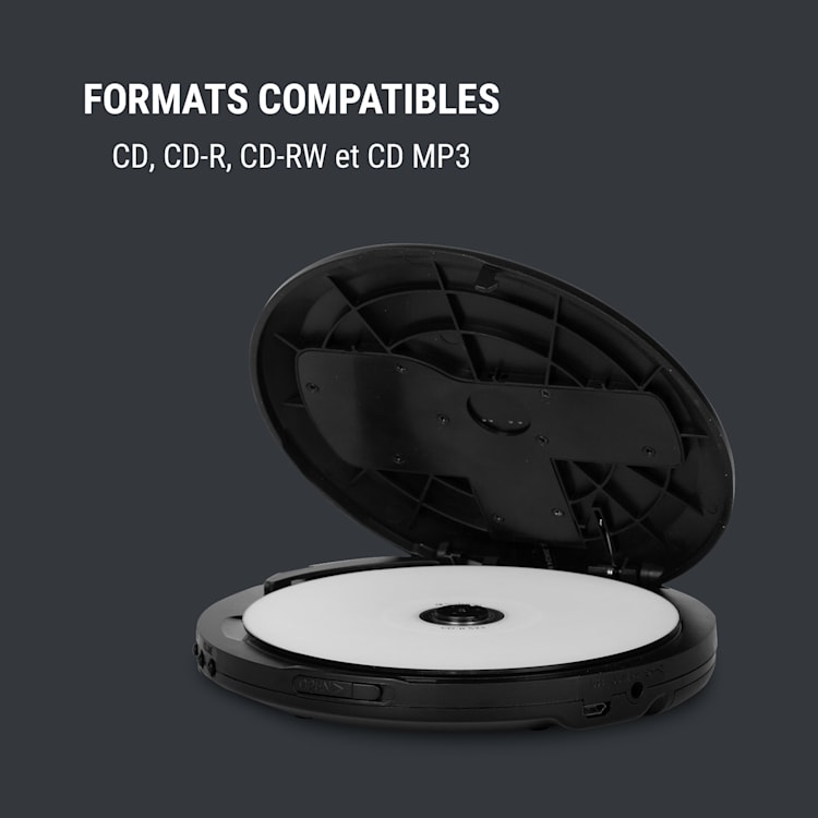 CDC 100MP3 Discman Lecteur CD MP3 & écouteurs LCD ASP- noir Noir