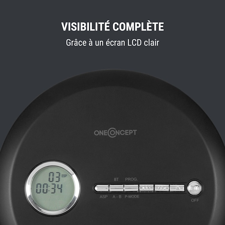 CDC 100MP3 Discman Lecteur CD MP3 & écouteurs LCD ASP- noir Noir