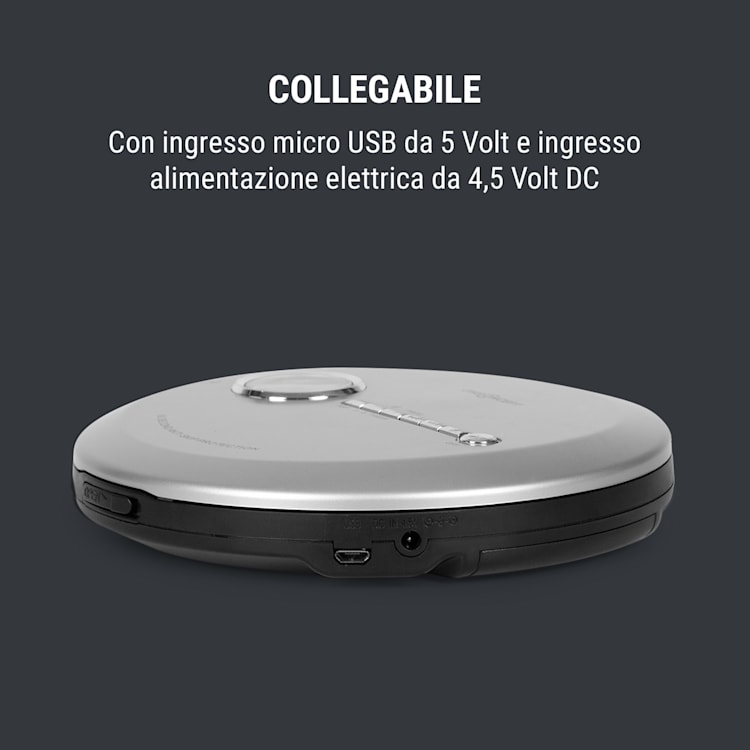 CDC 100MP3 Lettore CD portatile LCD ASP Amplificazione bassi 2x1, 5V, argento Argento