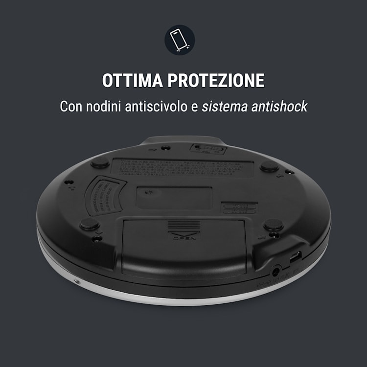 CDC 100MP3 Lettore CD portatile LCD ASP Amplificazione bassi 2x1, 5V, argento Argento