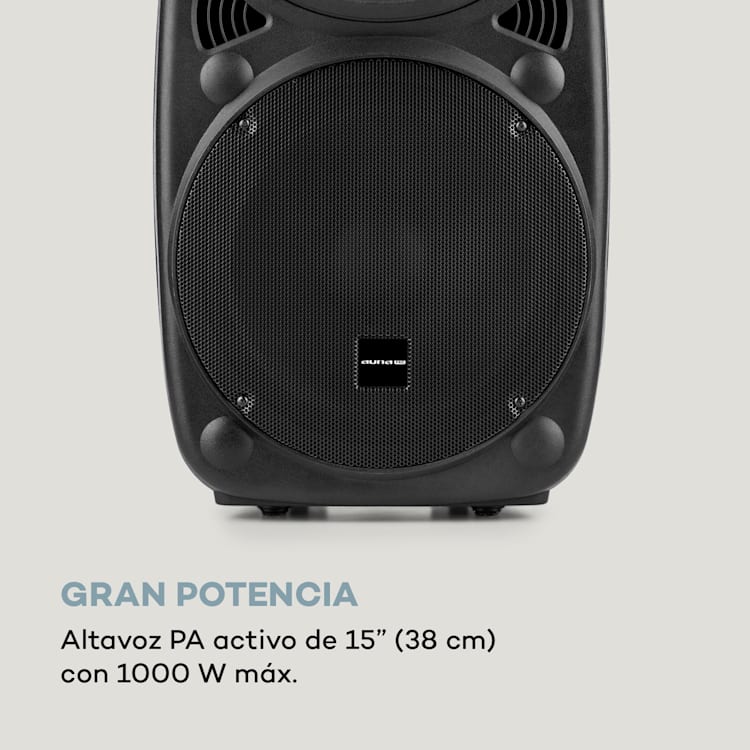 Streetstar 2.0 15 Equipo PA portátil Subwoofer de 15" Carrito BT USB/SD/MP3 AUX 1000 W | Negro