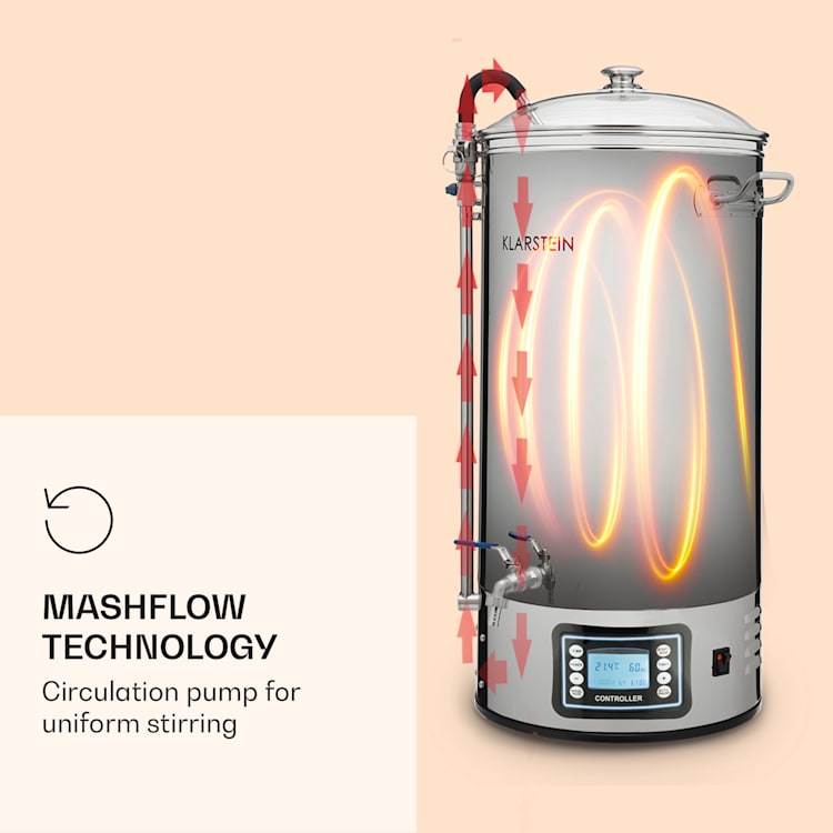 Mundschenk XXL maischketel bierbrouwinstallatie 3000 W 50 l 304 edelstaal XXL | Zilver Metallic